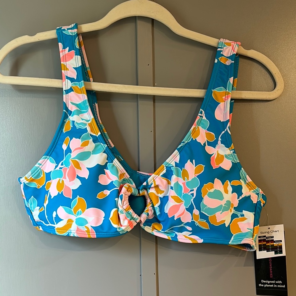 Floral Blue Juniors Bikini Top